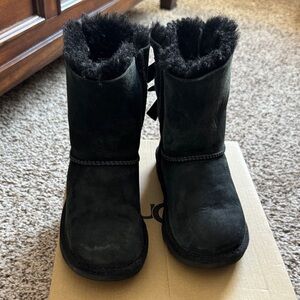 UGG Black Boots with Bow Detail